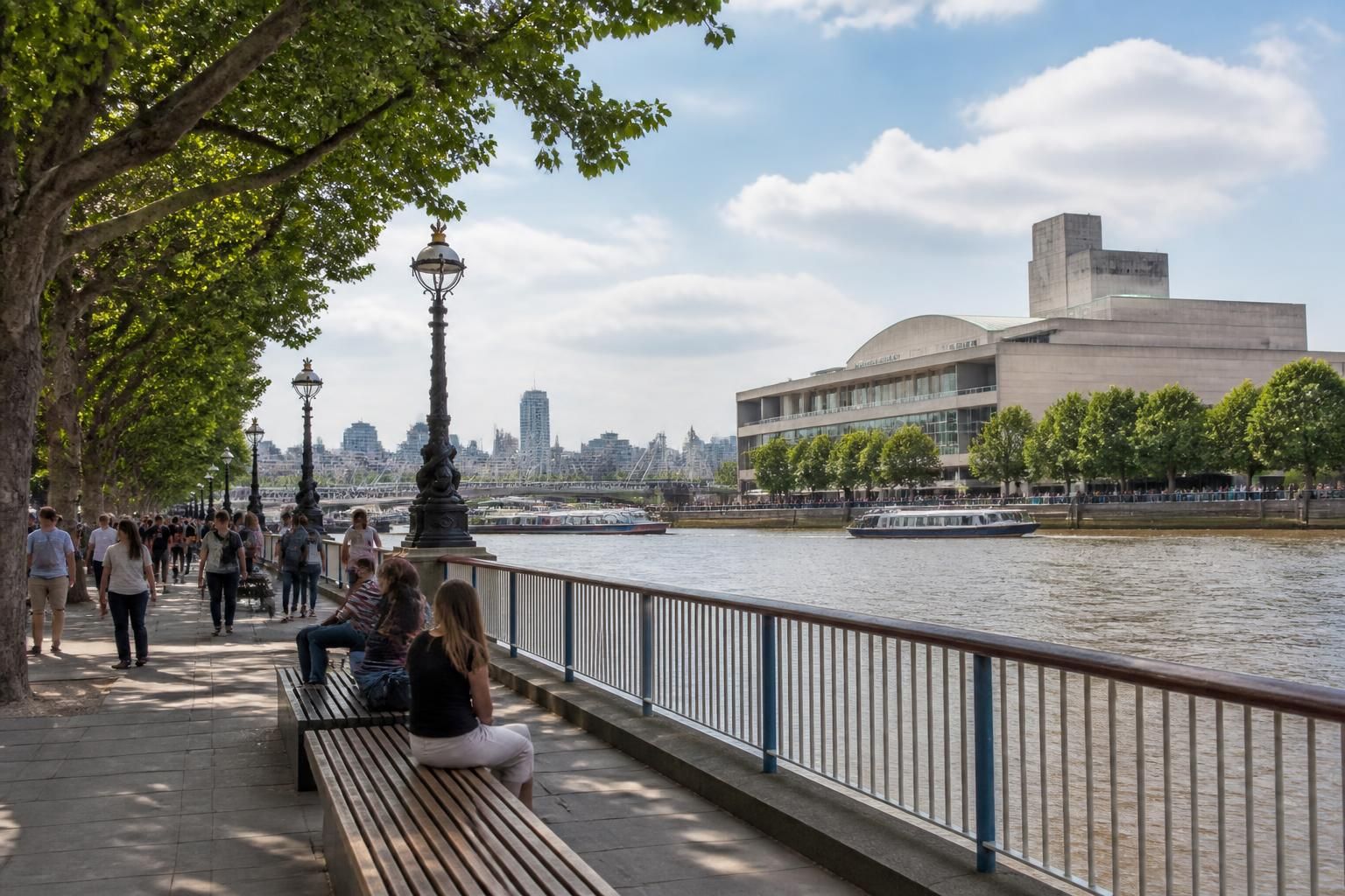 South Bank riverside scene with modern cultural architecture.